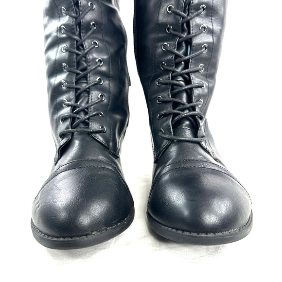 Torrid Wide Calf Women Size 9.5 Black Faux Leather Boot Knee High Lace up Zip - Picture 3 of 11